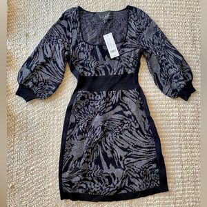 NWT Nicole Miller Holiday Dress / Black Silver / S.